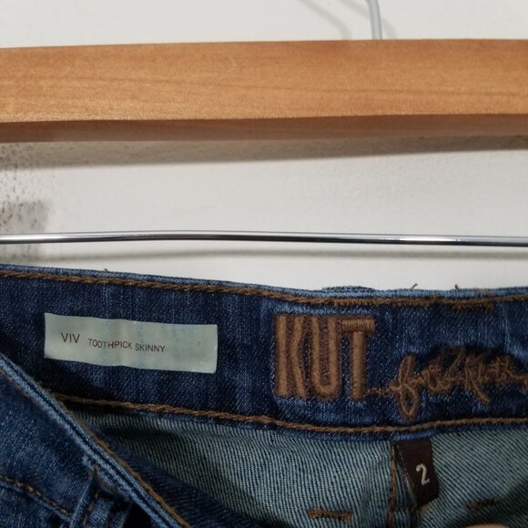 Kut from the Kloth VIV Toothpick Skinny Stretch Jeans Blue Size 2 - Picture 3 of 6